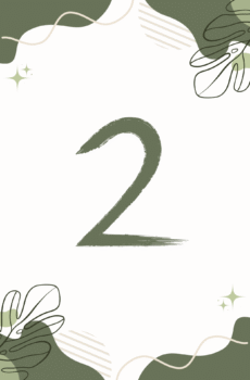 Green and White floral background with the number 2