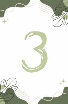 Green and white floral background with the number 3